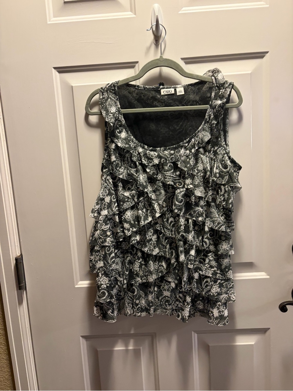 Cato Black & White Ruffle Camisole